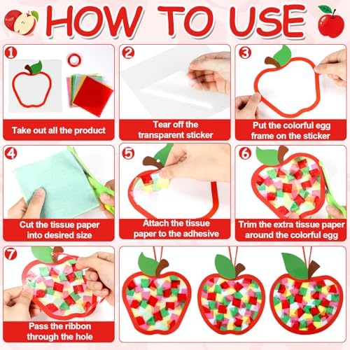 Qyeahkj 36Set Fall Apple Suncatchers Crafts Kit for Kids - Image 3