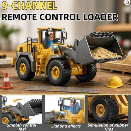 2.4GHz Remote Control Construction Vehicles Set, RC Excavator Dump Truck Loader Bulldozer with Lights and Sound Effects - Image 5