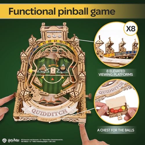 UGEARS Harry Potter Quidditch Pinball Machine - 3D Wooden Puzzles for Adults to Build, Mechanical Wooden Model Kits, Wood Brain Teaser Puzzles, Harry Potter 3D Puzzle Pinball Game for Christmas - Image 3