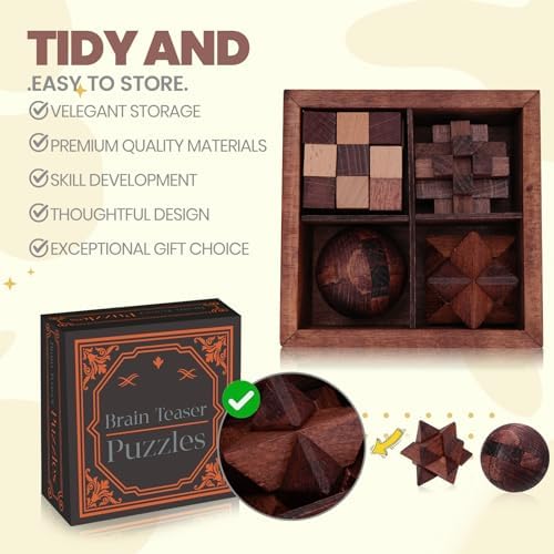 Mytothfy Wooden Brain Teaser Puzzles for Adults Teens, 3D Puzzle Game Toys - Image 4
