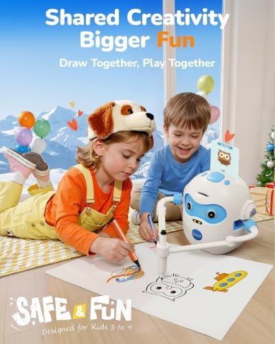 Drawing Robot for Kids, Rechargeable 4-in-1 Draw/Learn/Spell/Music Interactive Educational Robot Drawing Machine with 100 Cards & 12 Color Pens, Learning Toys for 3-8 Year Old Boys Girls Birthday Xmas - Image 7