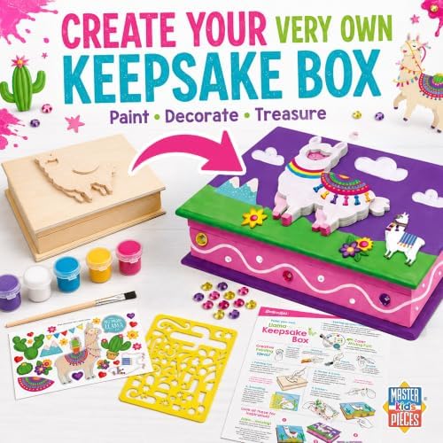 Masterpieces Craft Set - Llama Keepsake Box Classic Wood Paint Kit - Premium Quality Educational and Fun Activity for Kids and Families - Great Gift Idea for Holidays Birthdays and Everyday Use - Image 6