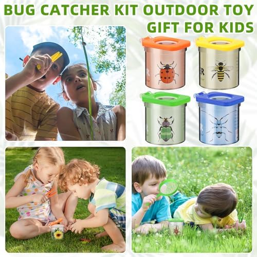 Halloscume 4 Pack Insect Bug Viewer for Kids with Tweezers Magnifying Box Observation Kit Catcher Container Cage Jar for Science Nature Exploration Collecting Kit - Image 5