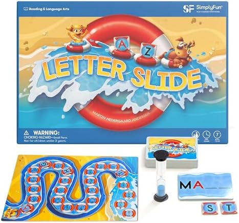 SimplyFun Letter Slide - Enhance Vocabulary and Language Skills with This Educational Game, Focused on Spelling, Consonants & Vowels, Fun for 2-4 Players, Ages 7 & Up by SimplyFun