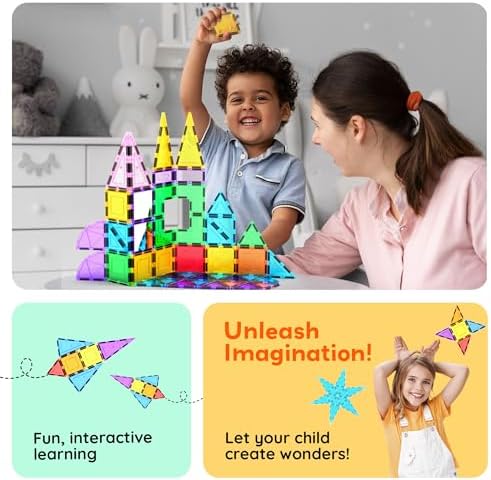 PicassoTiles 152 Piece Magnetic Tiles, Mirror Theme STEM Building Ages 3+ - Image 5