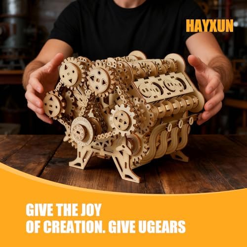 3D Puzzles for Adults - Wooden V8 Engine Model Kit - Image 4