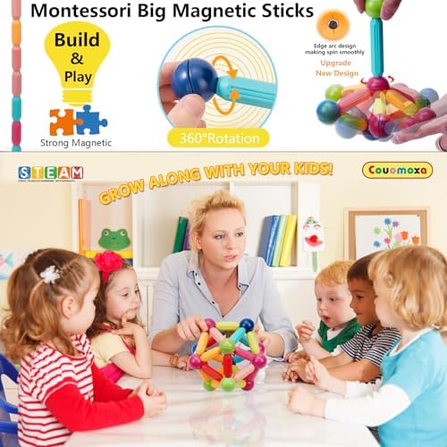 COUOMOXA Magnetic Building Blocks STEM for Kids: Educational Magnetic Set for 6-9+Years Old for Boys Girls - Construction Toys for Early Development Learning for Kids - Image 4