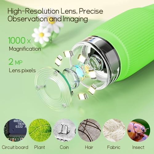 WINWEND Kids Microscope Pocket Microscope -1000X Portable Microscope for Kid | Photo and Video Mini Microscopes | 2'' Digital Little Scientist Microscopes for 3-10 Age Years Old Boys Girls Toys Gifts - Image 4