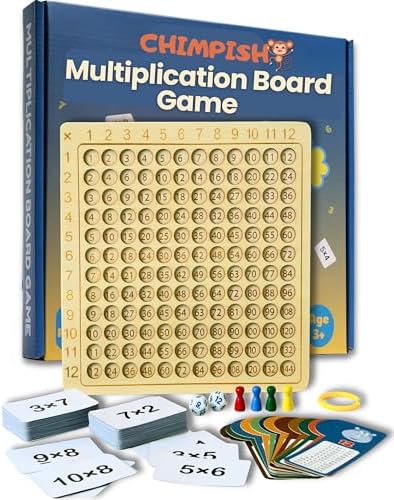 Multiplication Games, 12x12 Wooden Montessori Multiplication Board Game, Larger Size Times Table, Montessori Math Learning Materials, Educational Toy for Toddlers, Preschool Gifts for Kids by CHIMPISH