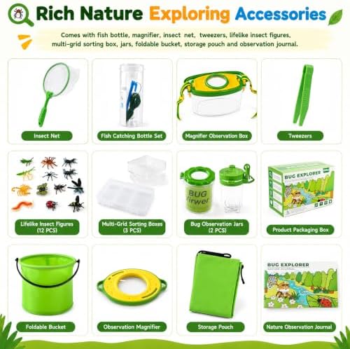 Bug Catcher for Kids Green, Outdoor Toys Ages 4-14, Bug Exploration Playset - Image 3