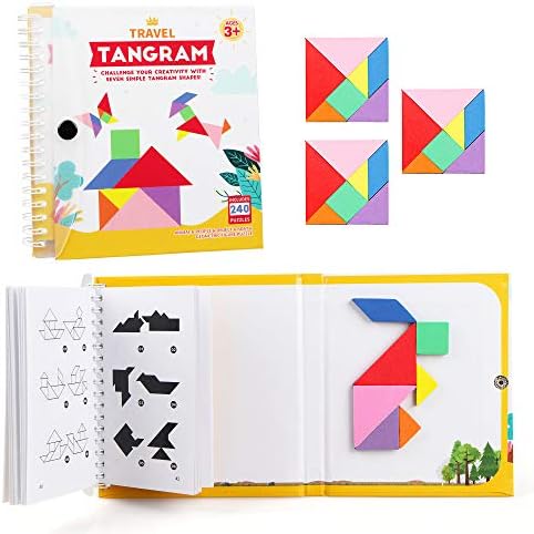 Vanmor Travel Tangram Puzzle, 3 Sets of Magnetic Tangram with 240 Solution by vanmor
