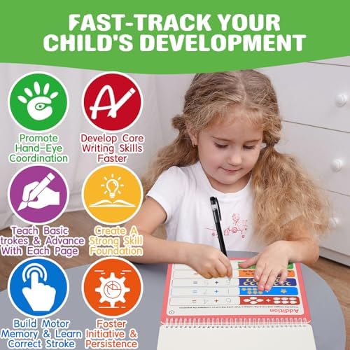 Magic Grooved Writing Practice for Kids Ages 3-8 – Large 11.2"x7.5" Reusable Handwriting Workbook (5 Books) – Preschool Learning Activities, Kindergarten Educational Tracing Toys for Boys & Girls - Image 5