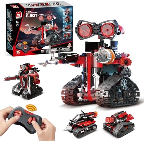4-in-1 RC Robot Building Kit, STEM Robotics for Kids Ages 8-12, 533 PCS by WISEBLOCK
