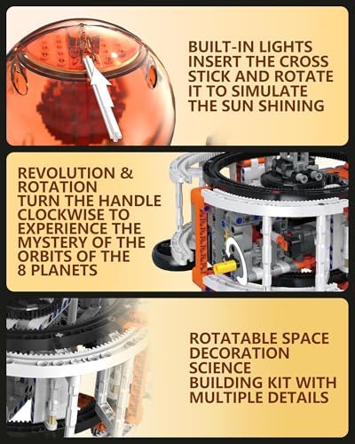 Solar System Building Set with Light, Electric STEM Toys Age 8+,1282pcs - Image 3
