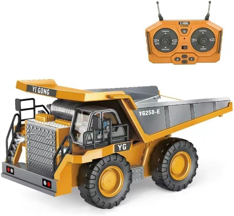 Remote Control Dump Truck RC 1/20 Fully FunctionalEngineering Vehicle, 9 Channel Dump Truck Toy 2.4Ghz with Lights andSounds, for Kids Aged by ADTHLIER