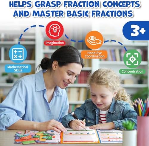 Magnetic Fraction Manipulatives for Kids, Fraction Tiles & Circles Educational Learning Set, Magnetic Fraction with Dry-Erase Practice, Homeschool & Classroom Math Teaching Tool for Elementary Math - Image 5