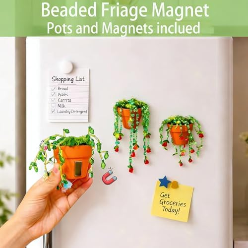 Beaded Christmas Tree Kit 6384pcs Beaded Plants Kit Magnets for Fridge, Green Beads Leaf Glass flowers for Succulent Plant Lover Jewelry Making Diy Craft Gifts Charms Sun Catchers Window Home Décor - Image 5