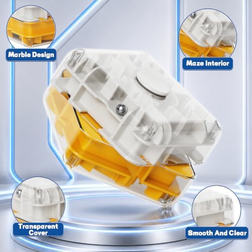 3D Maze Cube Ball Puzzle Brain Teaser for Adults & Kids, Educational Learning Toys Logical Thinking, Family Board Games Tabletop, Durable Puzzle Cube (White&Yellow, 2.4x1.8x2.4) - Image 5