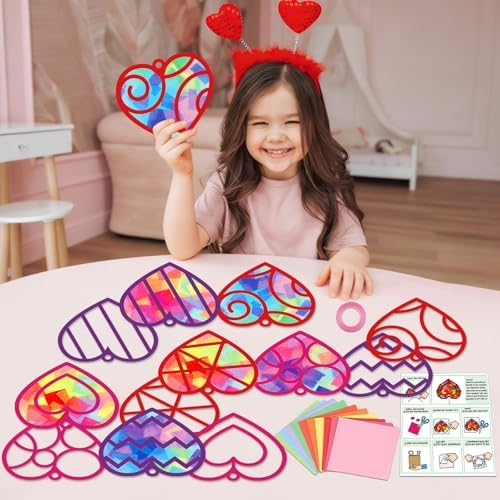 Qyeahkj 36Set Valentine's Day Suncatchers Crafts Kit for Kids - Image 6