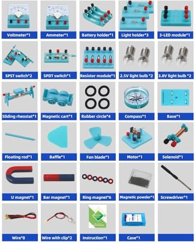 Electricity Circuit and Magnetism Experiment Kits, Electromagnetism Elementary Electronics, Various Electrical and Electromagnetic Experiments, Circuit kit - Image 2