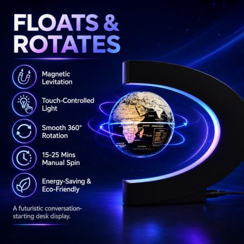 Magnetic Levitation Floating Rotating World globe for children With Colored Lamp And Touch Switch For Men Boss Cool home/Office Decor unique Gifts Or Kids Desk Tech accessories Gadget teenage Toys - Image 4