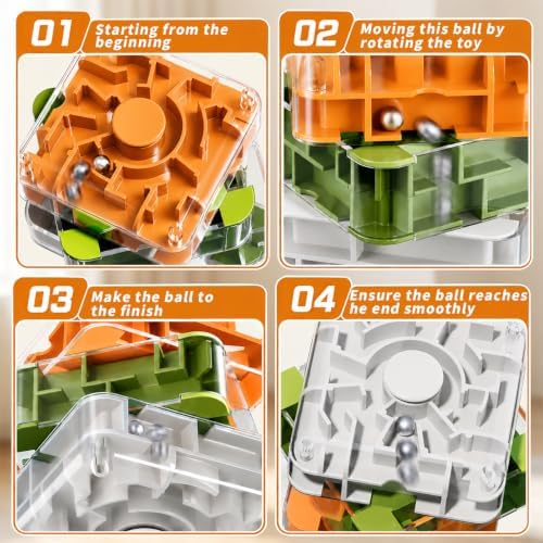 3 Layer 2-in-1 3D Rolling Ball Fidget Spinner, 3D Brain Teaser Puzzle Game, Education Sensory Toys Birthday Gift for Kids Adults 4 5 6 7 8 Years Old Boys Girls - Image 4