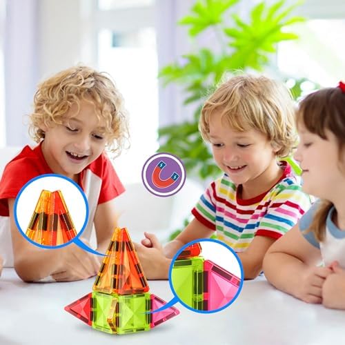 Magnet Tiles Building Block Toy Set Travel Size Mini Diamond Series Magnetic Construction Magnetized Connecting Blocks Promote Fun STEM Learning Child Brain Development for Ages 3+ EPM12 - Image 6