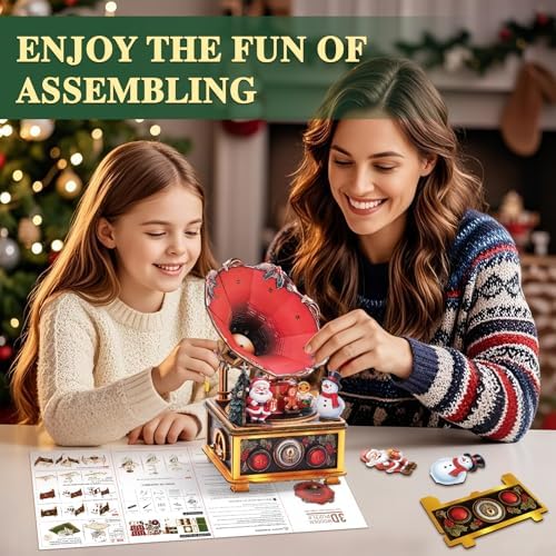 3D Wooden Puzzle Music Box for Adults-Christmas Phonograph Puzzle - Image 5