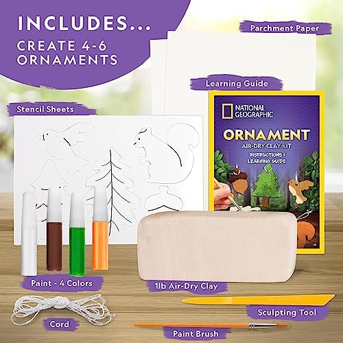 National Geographic Kids Ornament Air Dry Modelling Clay - Self Hardening Clay with Stencils and Tools | STEM Activity Gifts for 8+ Year Old Boys and Girls - Image 4
