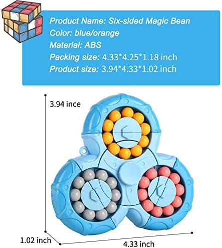 SUOXU Magic Bean Rotating Brain Teaser Finger Puzzle Toy,Boys Girl Handheld Spinner Stress Anxiety Relief Ball Game Sensory Toys, Gift for Kids Ages 3Above Easter Christmas Birthday New Year (Blue) - Image 6