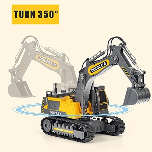 DOUBLE E Remote Control Excavator Toy Construction Toys Tractor Rechargeable Battery RC Vehicles Electric Truck Sandbox Digger Toys for Boys Girls Kids, Gray - Image 2