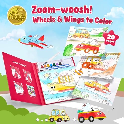 JoyCat Paint with Water Coloring Books for Toddlers (Transportation) - Image 2