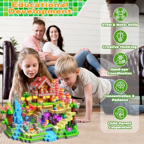 400PCS Magnetic Blocks with Light-Up Blocks - Magnetic Building Blocks Playset, Magnetic Stacking Cube Toys, STEM Sensory Montessori Learning Toys, Birthday Gifts for Kids Boys and Girls Age 3+ - Image 6