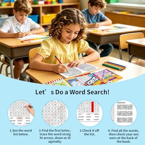 Elfew 20 Pack Bulk Small Word Search Puzzle Books for Kids Ages 4-8 8-10 - Image 4