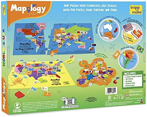 Imagimake Mapology USA & World Map Puzzle, Learn Countries, Flags, Capitals - Image 5