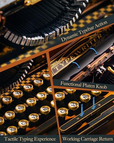 ROKR 3D Wooden Puzzles for Adults, Mechanical Typewriter Vintage Model Kits - Image 4