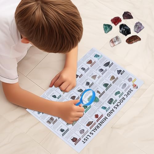 36pc Rock & Mineral Collection Kit for Kids, STEM Earth Science Set - Image 4