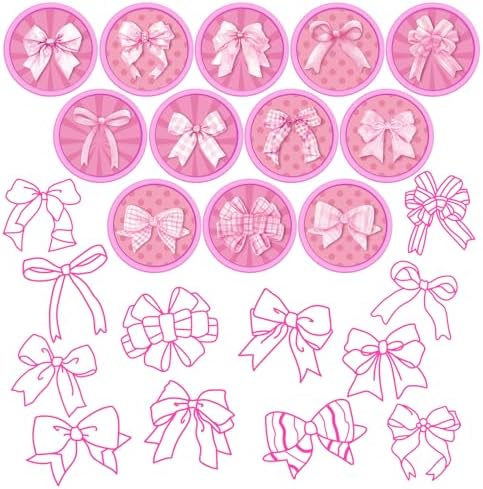 Cinrobiye 24 Pcs Pink Bow Stampers Party Favor Set, Cute Bow Stamps for Kids Birthday Party, Classroom Rewards, Girl Party Supplies, Goody Bag Fillers, Pink Themed Party Favors - Image 3