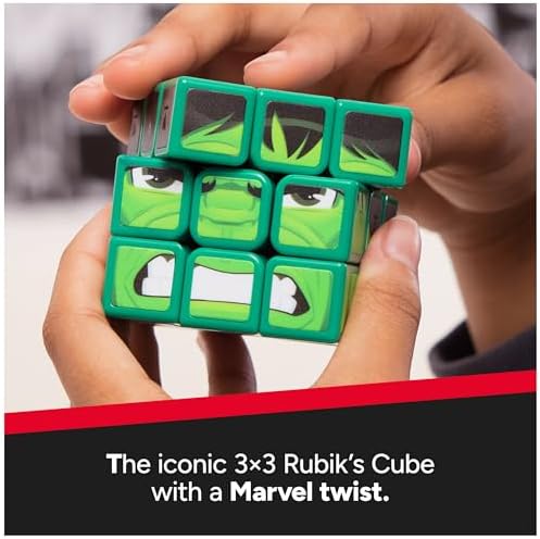 Rubik’s Cube, Hulk Cuber, Marvel Collectible Fidget Toy & Desk Decor, Challenging Brain Teaser for Fans of Marvel Rivals & Action Movies, for Ages 8 & Up (Pack of 4) - Image 3