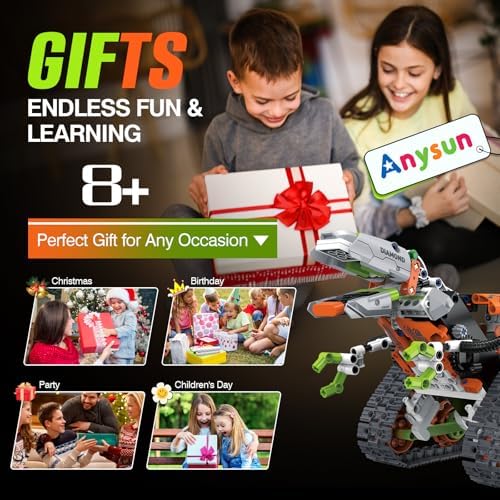 anysun 5 in 1 STEM Robot Building Kit, Dinosaur Building Toys for Kids Age 8-12, Remote & APP Controlled, Educational Robotics Science Toy for Boys Girls Christmas and Birthday - 539pcs - Image 6