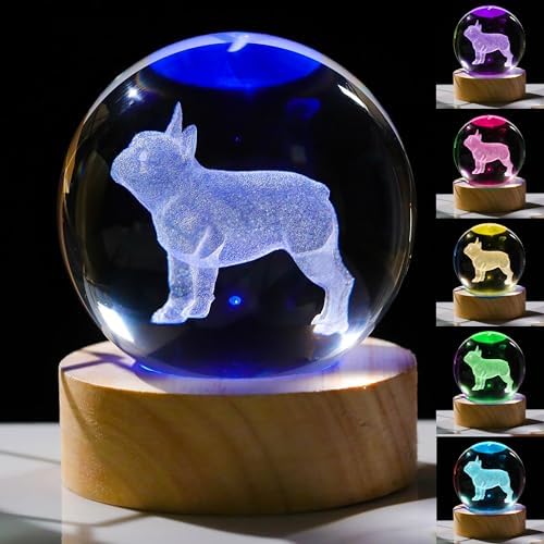 3D Crystals Ball 60mm - Bulldog Figurines Decor Glass Animals Figurine Gifts for Women, Room, Birthday, Lovers, Keepsake Paperweight by Unknown