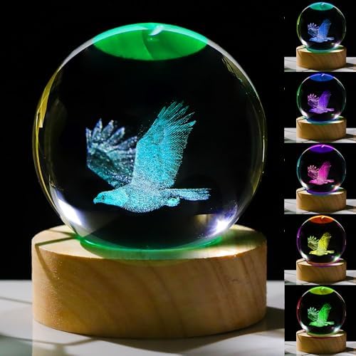 3D Eagle Gifts for Women Crystals Ball 60mm - Eagle Figurines Decor Glass Animals Figurine Eagle Decor Stuff for Room Birthday for Best Friend Eagle Lovers Keepsake Paperweight by Unknown