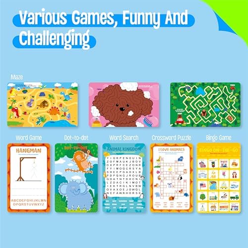 SpriteGru 2 Travel Game Pads, 61 Dry Erase Activities Games Reusable & Erasable Book, Fun Brain Challenge Games Interesting Educational Toy and Learning Tool for Road Trip Airplane Travel - Image 6