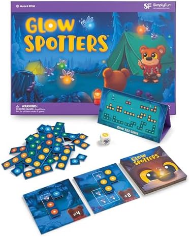 SimplyFun Glow Spotters - A Visual and Adventurous Math Game for Kids, Earn Your Firefly Badge with Addition - 1 to 4 Players, for Kids Ages 5 & Up by SimplyFun