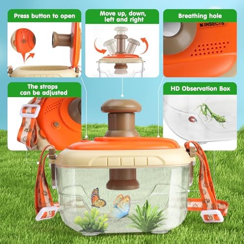AuntyFey Bug Catcher Kit For Kids, Bug Catching Kit for Kids with Bug Cage, Bug Box, Bug Net, Insert Catcher, Kid Binoculars, Magnifying Glass, Critter Keeper, Outdoor Explorer Kit for Kid 3 4 5 6 7 8 - Image 4