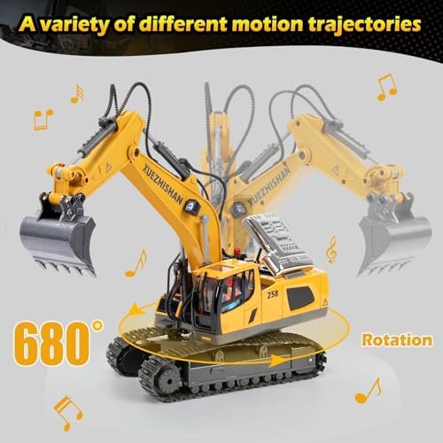 KidsFaves Remote Control Excavator Toys for Boys Realistic Metal Bucket - Image 2