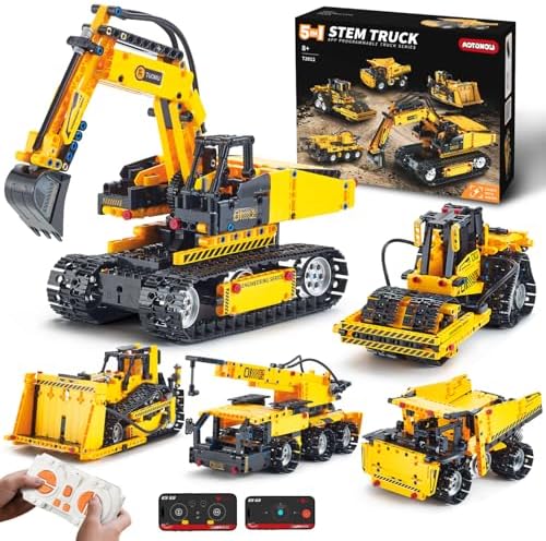 5 in 1 RC Excavator Sets Construction Vehicle Building Toy for Boys by Unknown
