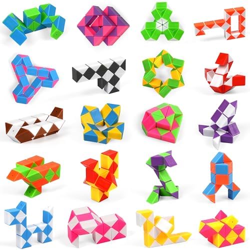 35 Pack 24 Blocks Magic Snake Cube Toy,Fidget Mini Snake Cube Puzzle Toy for Kids,Mini Plastic Puzzle Cube Toy for Kids Party Supplies,Classroom Rewards - Image 3