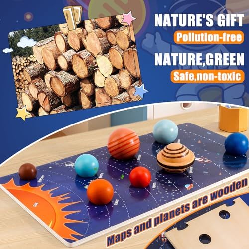 COOLDUCK 30 Pcs Wooden Solar System Model Board Toy Kit for Kids - Image 5