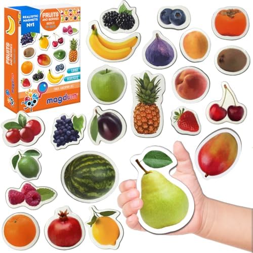 Fridge Magnets for Kids – Big 25 Fruit & Berries - Learning Toy by magdum